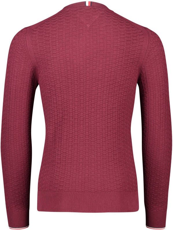 Tommy Hilfiger trui bordeaux effen katoen ronde hals
