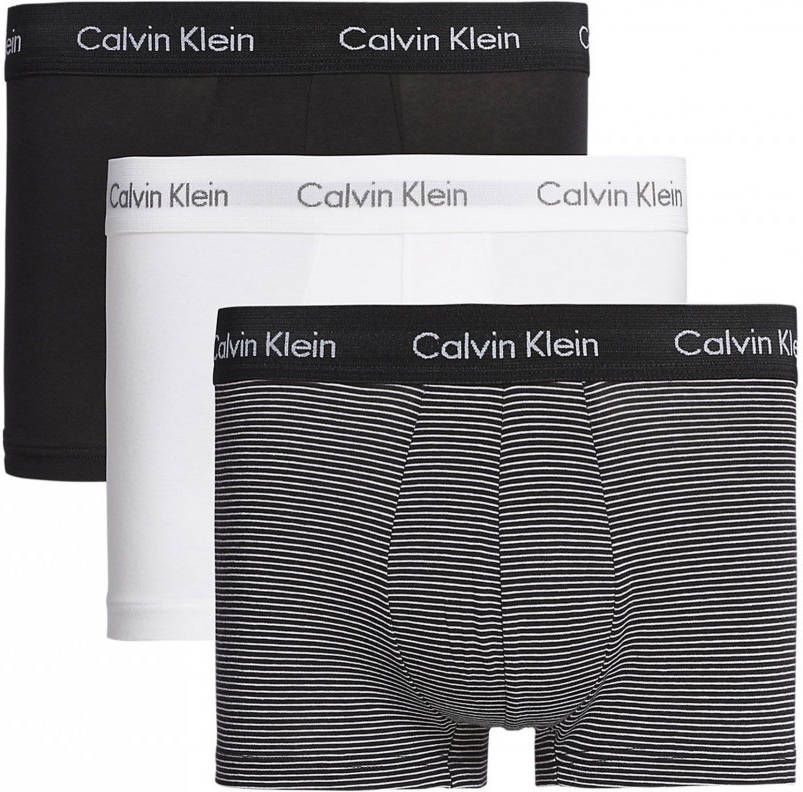 Calvin Klein Cavin kein 3 pack trunk ow rise boxershorts zwart/wit/streep