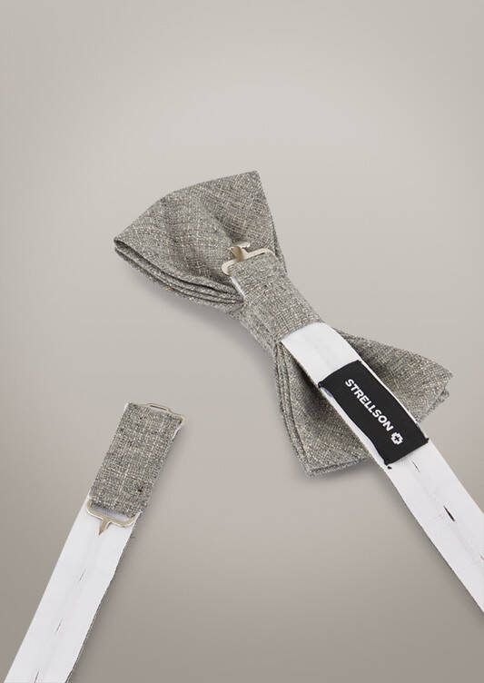 Strellson Set vlinderdas en pochet, grijs gemê, leerd