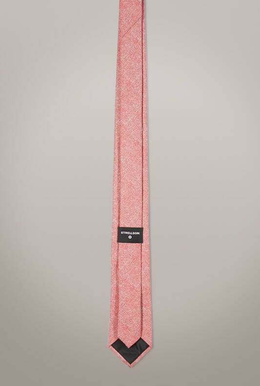 Strellson Stropdas van een zijdemix, lichtrood gemê, leerd