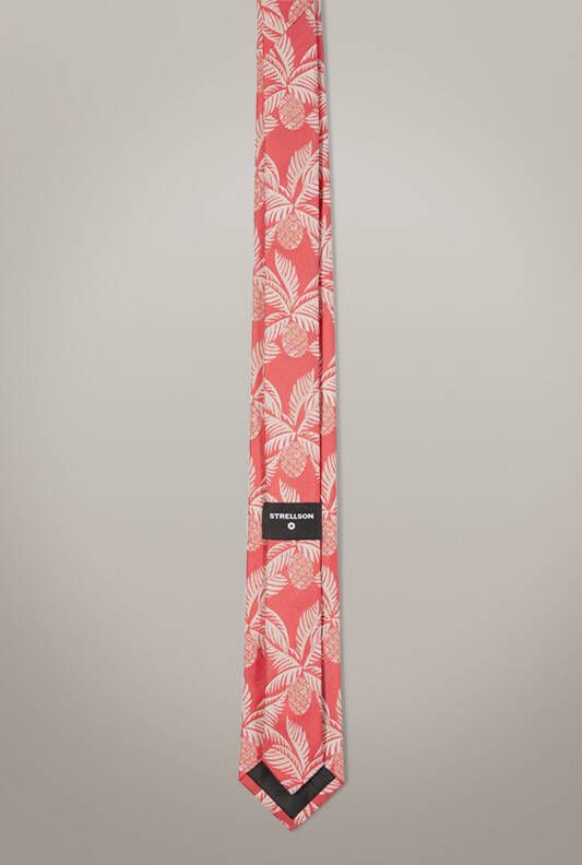 Strellson Stropdas van een zijdemix, rood beige met dessin