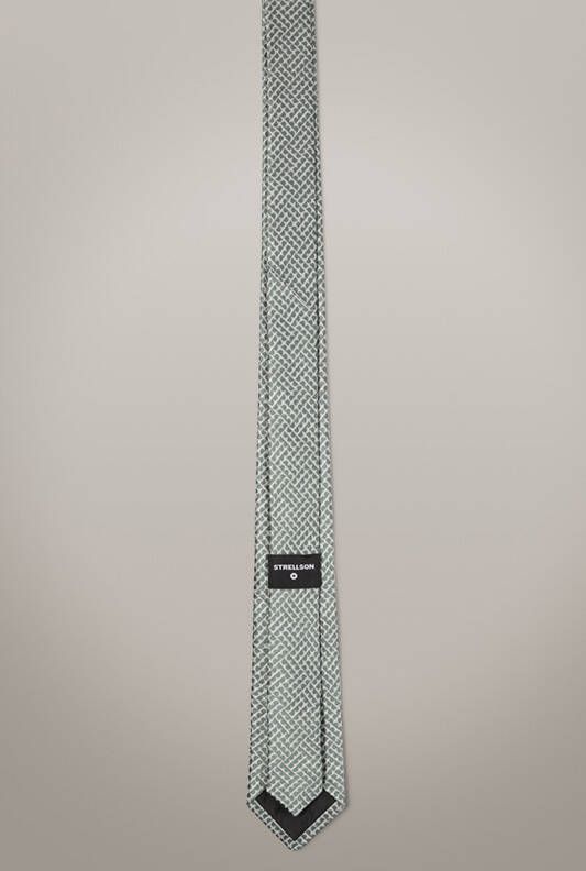 Strellson Zijden stropdas, groen zilver met dessin