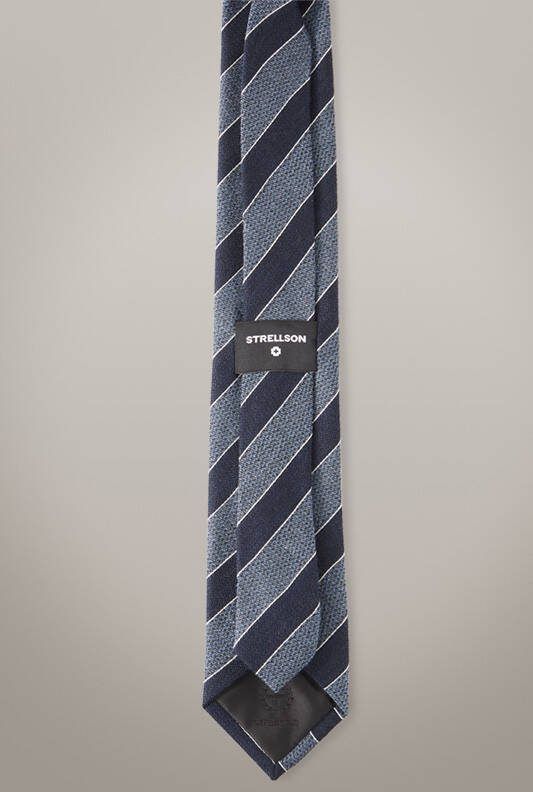 Strellson Zijden stropdas, marineblauw blauw gestreept