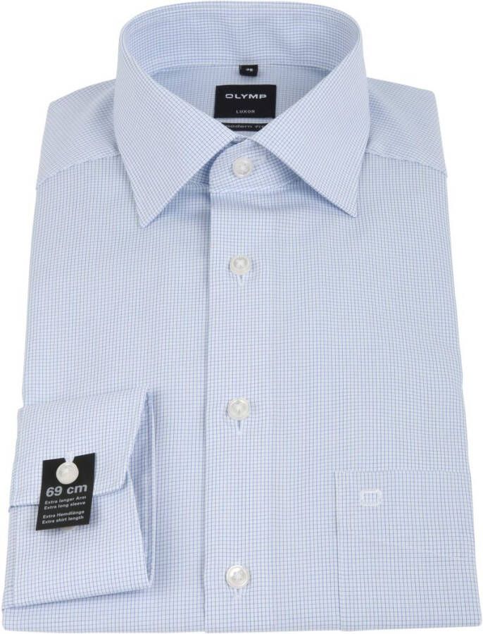 Olymp Modern fit overhemd met ruitmotief en extra lange mouwen