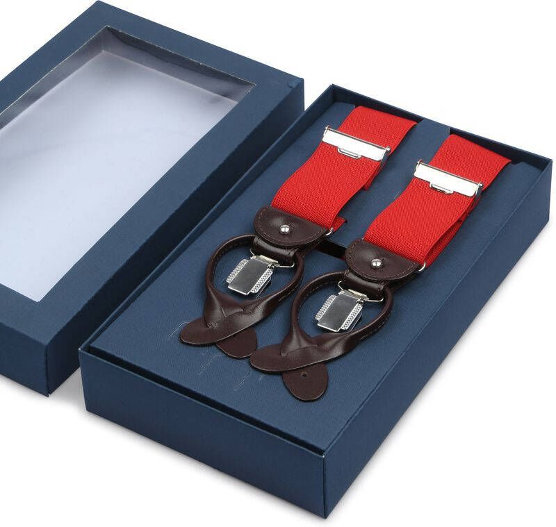 Profuomo Bretels braces luxe 35mm solid red pp1l00001c/600