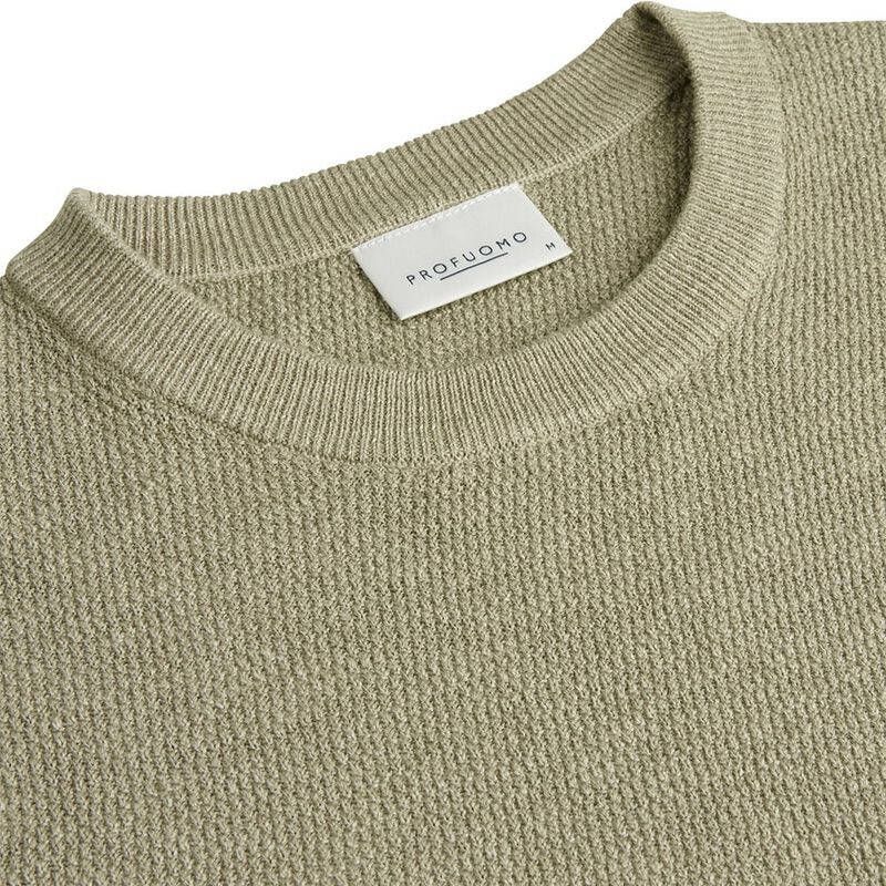 Profuomo Fijngebreide pullover met structuur en gemê, leerd dessin