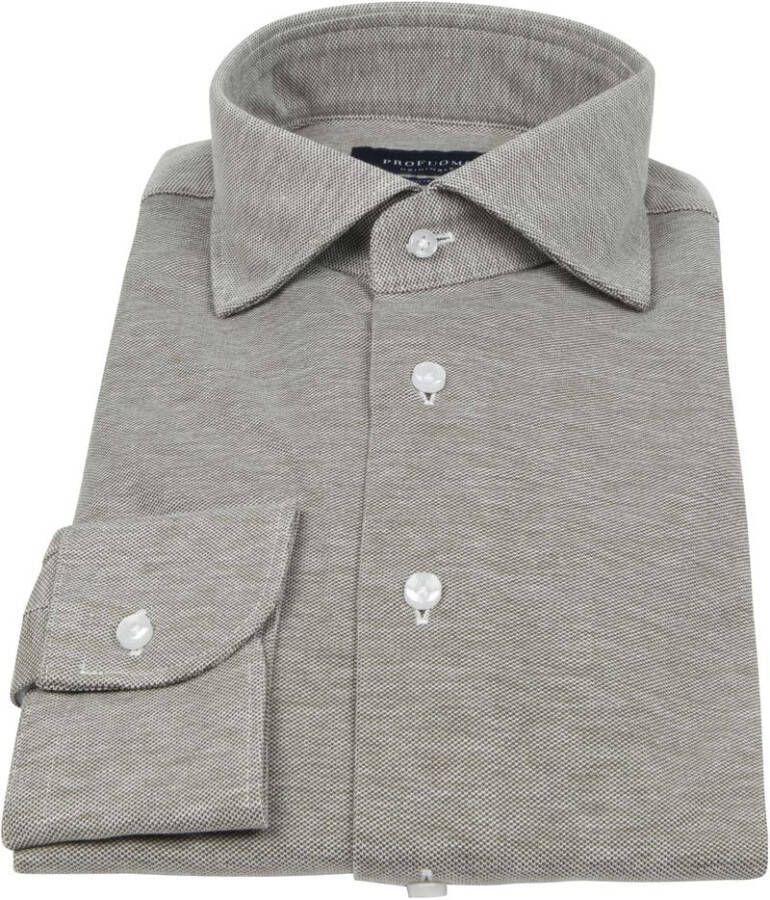Profuomo Knitted regular fit overhemd van piqué katoen