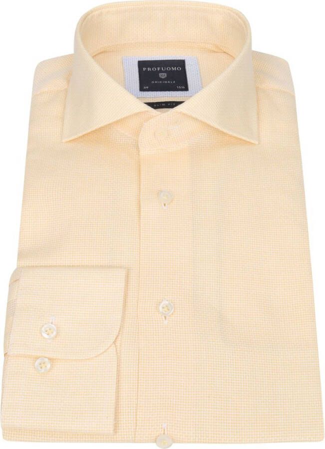 Profuomo Slim fit overhemd van katoen met microdessin