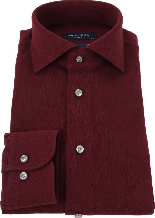 Profuomo Knitted Shirt slim fit overhemd met gemê, leerd dessin