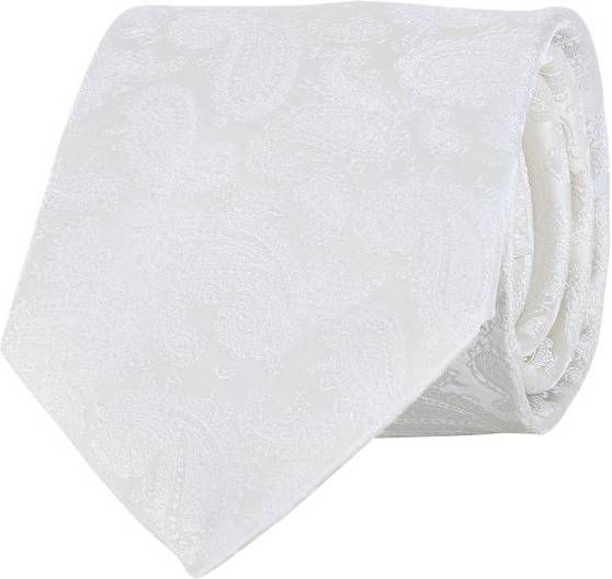 Profuomo trouwstropdas paisley motief ecru ONE SIZE