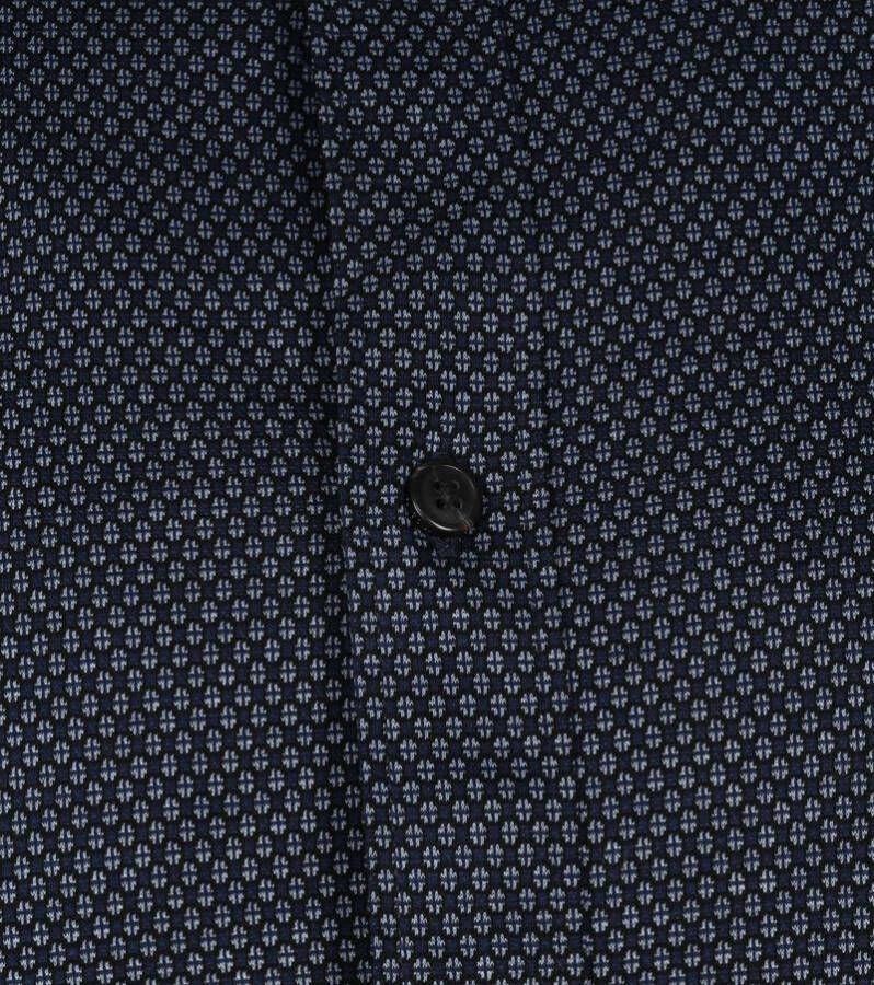 Scotch & Soda gebreid slim fit overhemd met all over print donkerblauw