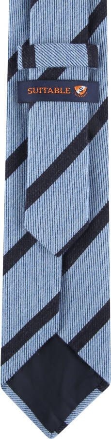 Suitable Stropdas Wol Blend Strepen Lichtblauw