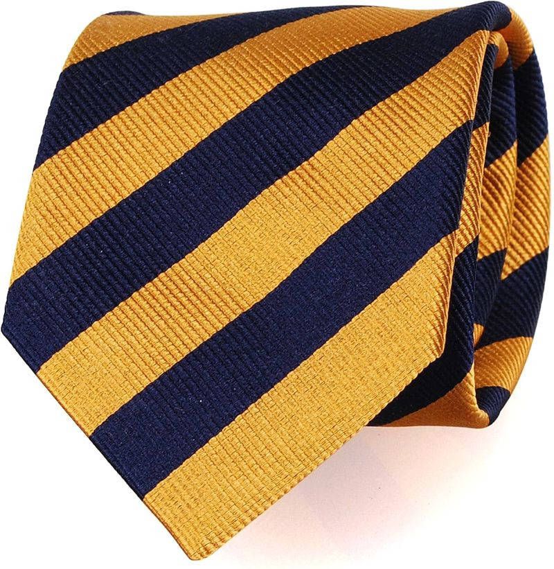 Suitable Stropdas Zijde Goud Navy Streep FD17