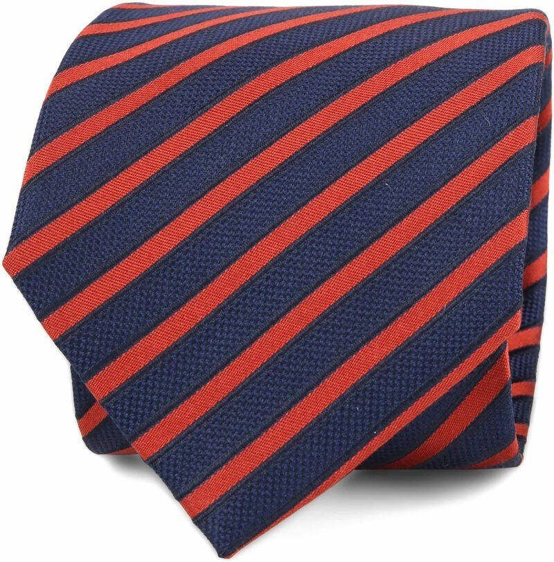 Suitable Stropdas Zijde Navy Rood Streep F82 1