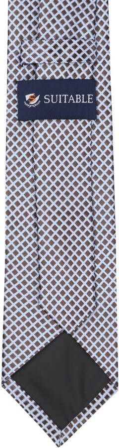 Suitable Stropdas Zijde Ruiten Bruin