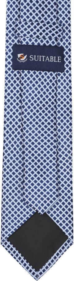 Suitable Stropdas Zijde Ruiten Donkerblauw