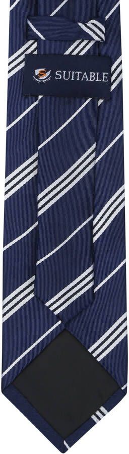 Suitable Stropdas Zijde Streep Donkerblauw