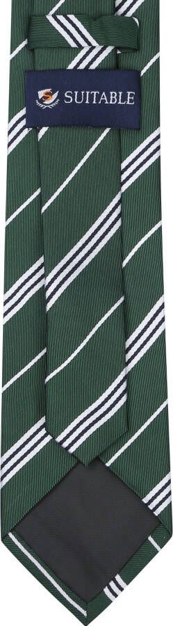 Suitable Stropdas Zijde Streep Donkergroen