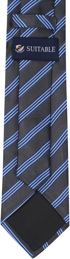 Suitable Stropdas Zijde Strepen Anthraciet