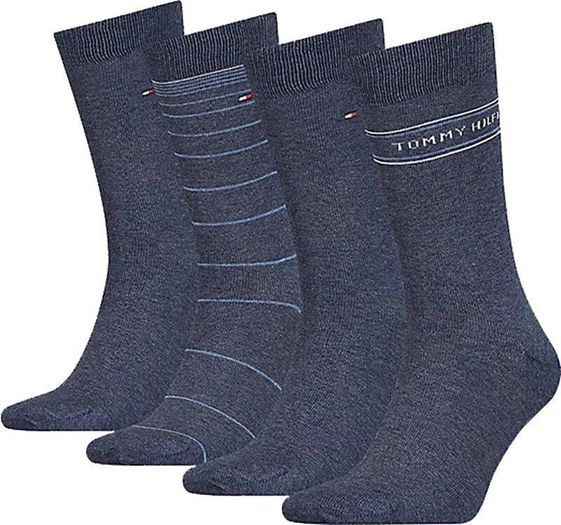 Tommy Hilfiger 4 Paar Giftbox Sokken Jeans , Blauw, Heren
