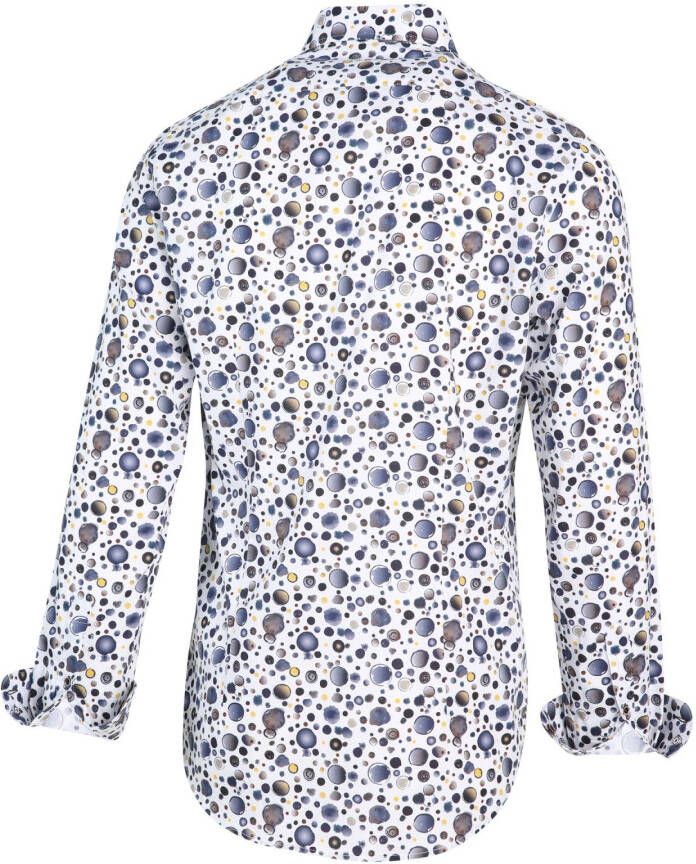 Blue Industry regular fit overhemd met all over print wit/blauw/grijs