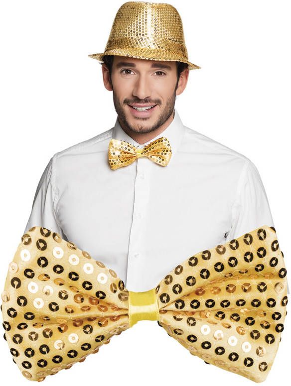Feestbazaar Vlinderstrik Pailletten Goud