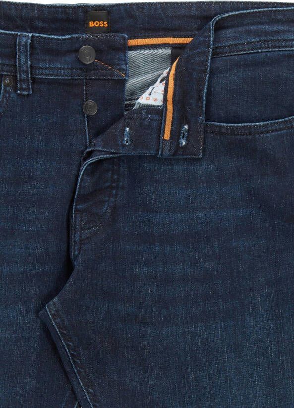 Hugo Boss pantalon donkerblauw effen denim, katoen