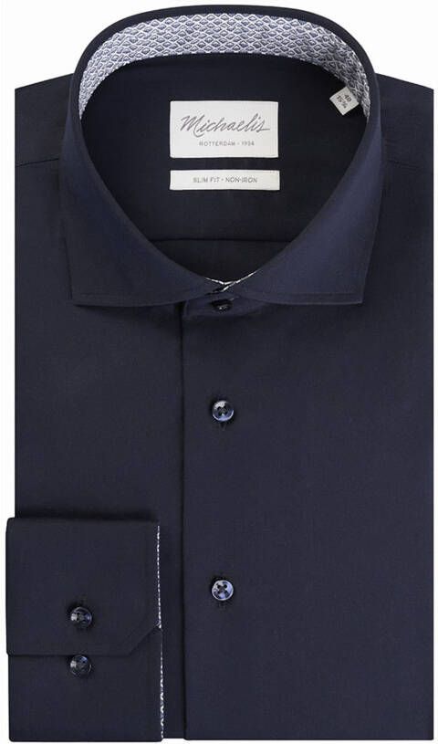 Michaelis Slim fit strijkvrij overhemd met stretch