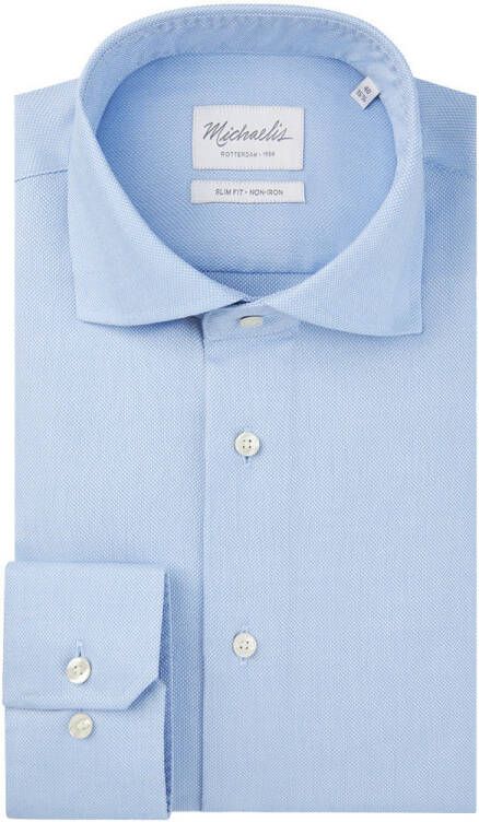 Michaelis Effen licht shirt met lichte knopen