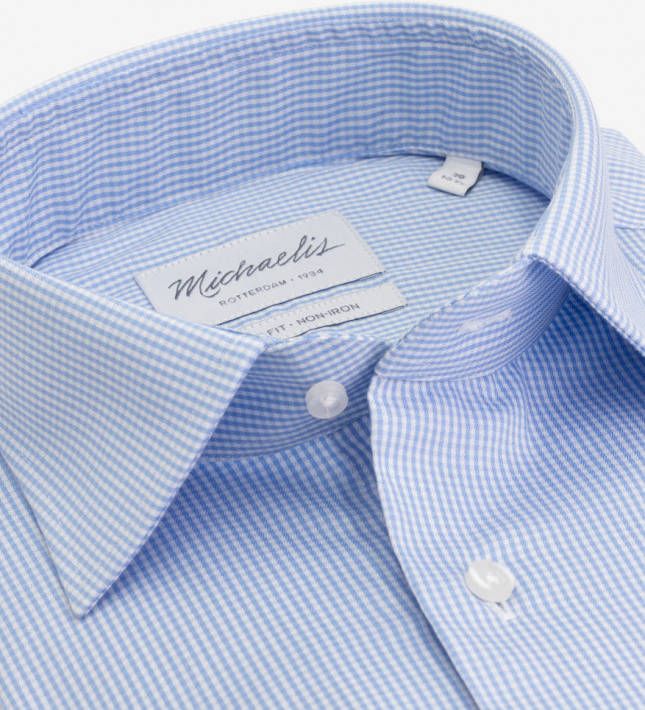 Michaelis Slim Fit Overhemd blauw, Effen