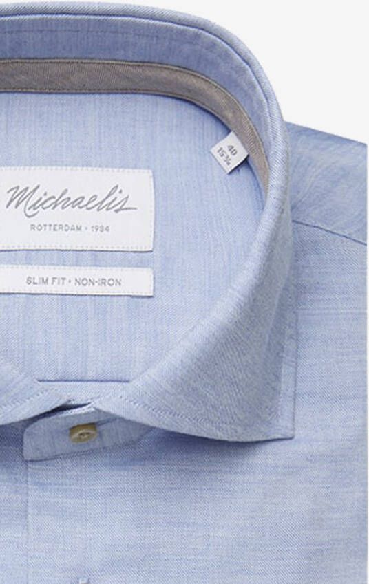 Michaelis Licht effen twill overhemd met beige details