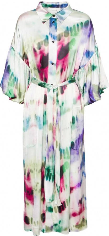 MUNTHE Varun maxi blousejurk van satijn met steekzakken