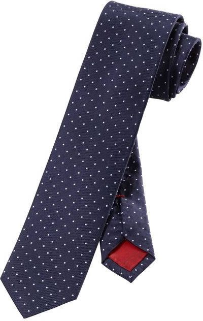 OLYMP Slim Krawatte Slanke stropdas donkerblauw, Motief