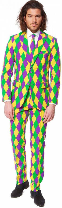 Merkloos Heren Kostuum Met Harlekijn Print 48(M )