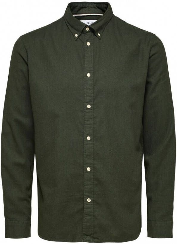 SELECTED HOMME geruit flanellen slim fit overhemd SLHFLANNEL darkest spruce
