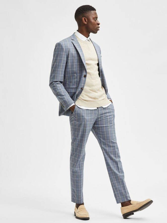 Selected Homme Lichtblauwe Pantalon Slhlim timelogan Blu Snd Chk Trs