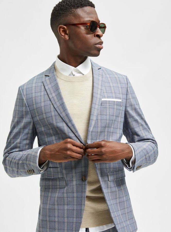 Selected Homme Lichtblauwe Colbert Slhlim timelogan Blu Snd Chk Blz
