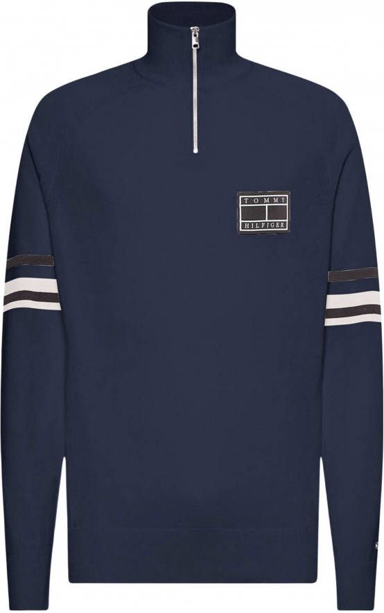 Tommy Hilfiger Fijngebreide pullover van biologisch katoen met halve rits