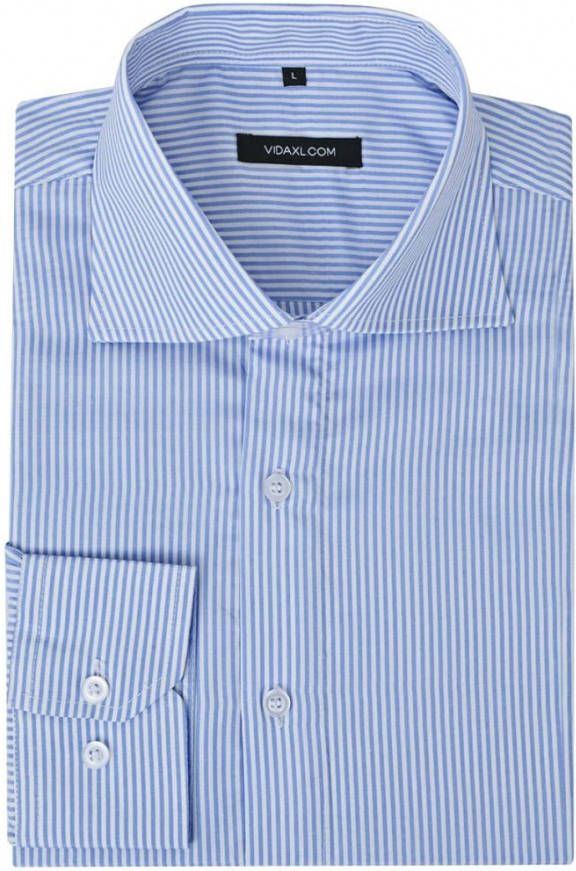 VIDAXL Zakelijk overhemd heren wit en blauw gestreept