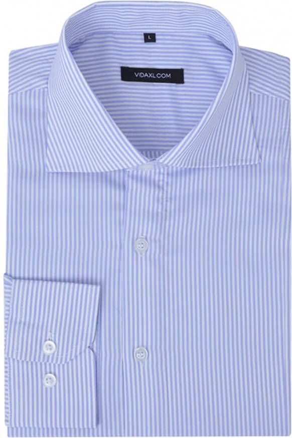 VIDAXL Zakelijk overhemd heren wit en lichtblauw gestreept