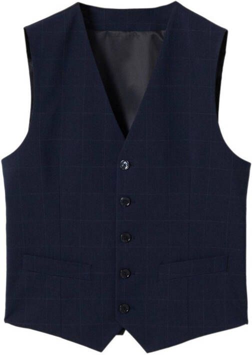 Mango Brasilia slim fit gilet met ruitdessin en steekzakken