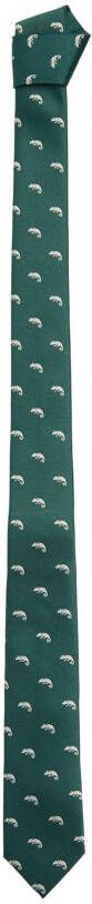 Mango Man stropdas met dierenprint donkergroen