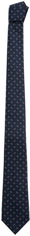 Mango Man stropdas met paisleyprint donkerblauw