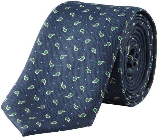 Mango Man stropdas met paisleyprint donkerblauw