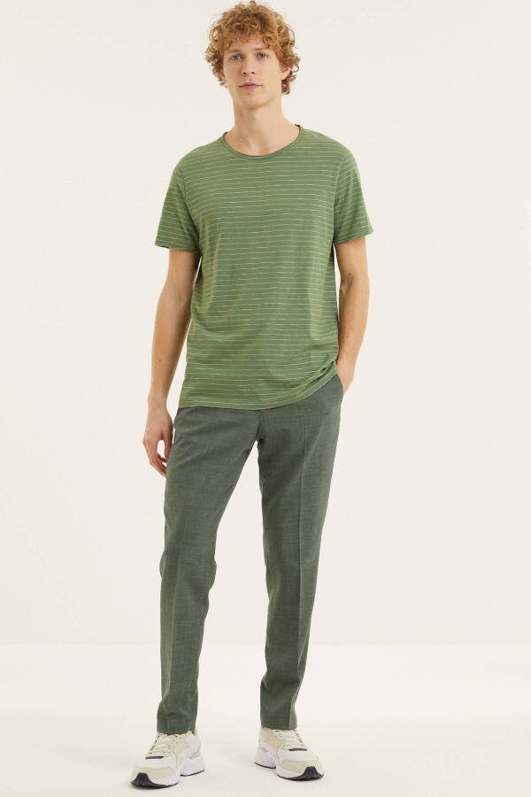 SELECTED HOMME gestreept T shirt Morgan met biologisch katoen groen