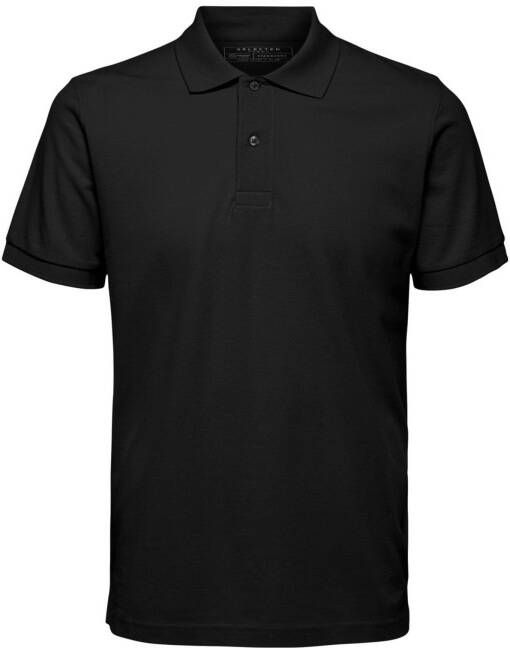SELECTED HOMME regular fit polo SLHNEO van biologisch katoen zwart