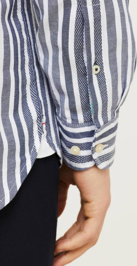 Tommy Hilfiger gestreept regular fit overhemd van biologisch katoen carbon navy/optic white