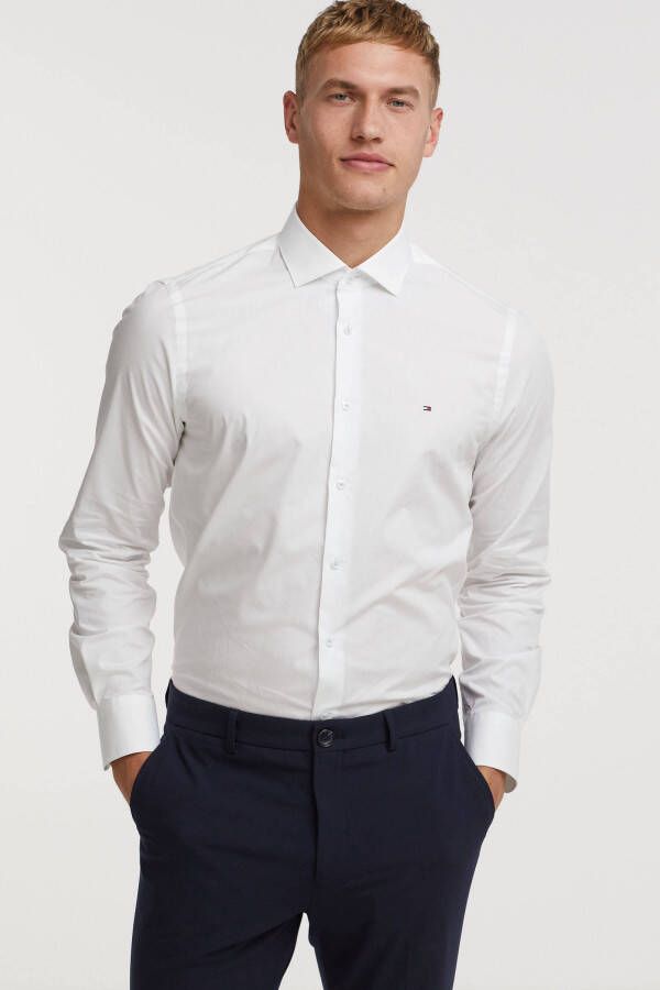 Tommy Hilfiger slim fit overhemd van biologisch katoen wit