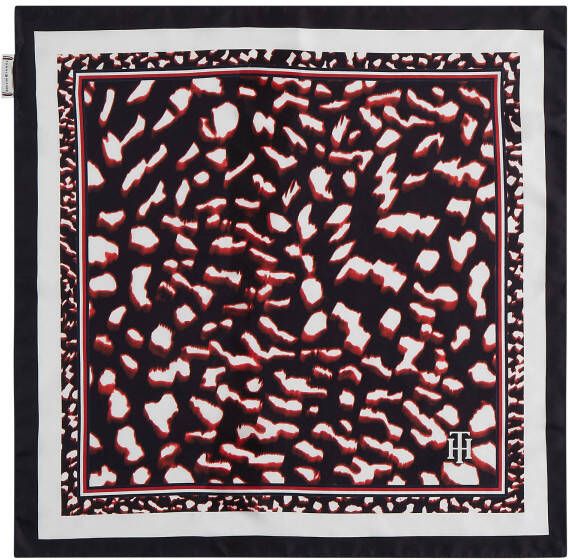 Tommy Hilfiger zijden sjaal met all over print donkerblauw
