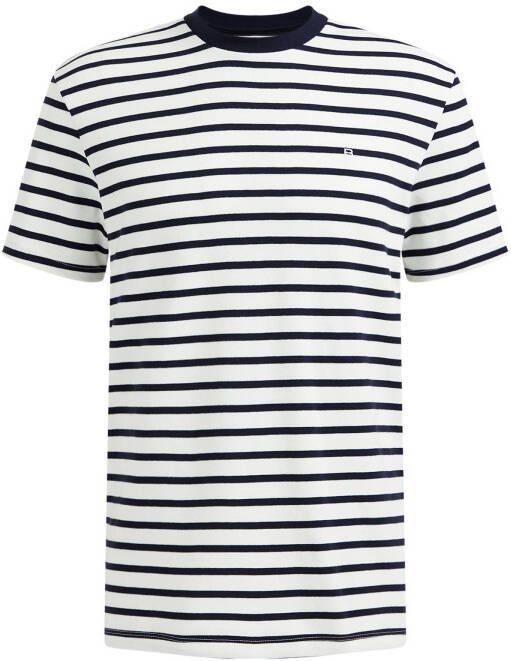 WE Fashion Blue Ridge gestreept slim fit T shirt wit